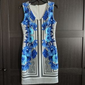 INC V-Neck Blue Floral Sleeveless Summer Dress